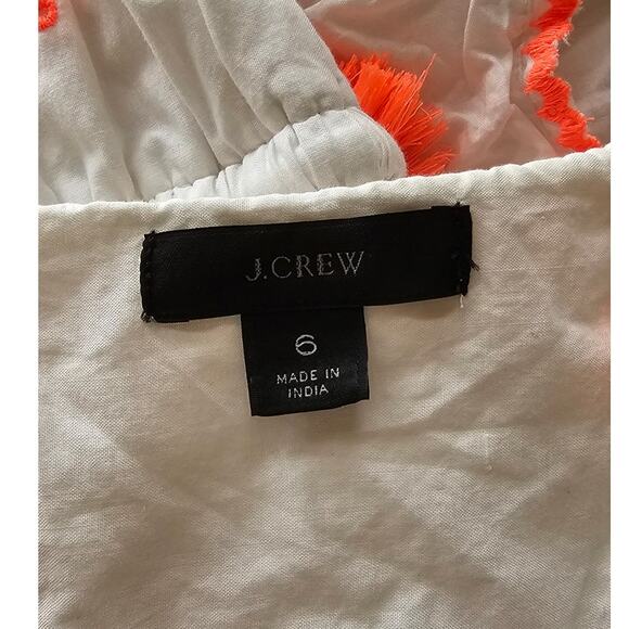 J.Crew Embroidered Flutter Sleeve Voile Tiered Midi Dress w/ Pompom Women Size 6 - Picture 7 of 9